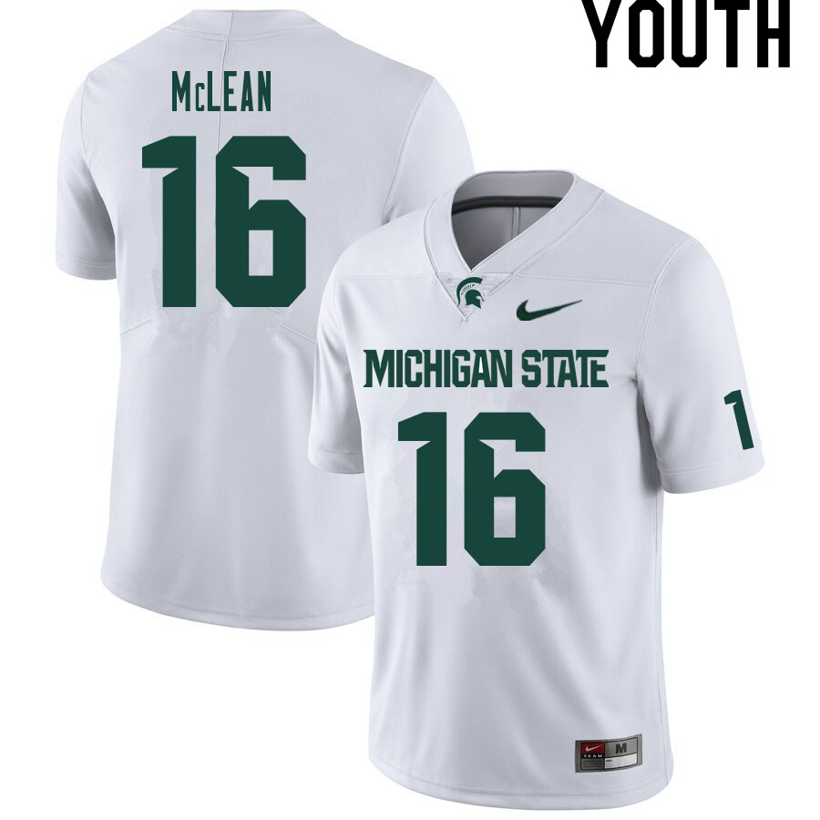 Youth #16 Eli McLean Michigan State Spartans College Football Jerseys Sale-White